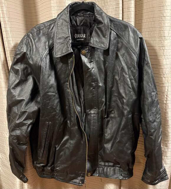 Cougar Leather Other - Vintage Cougar Leather Men's Black Quilted Lining Bomber Jacket XL